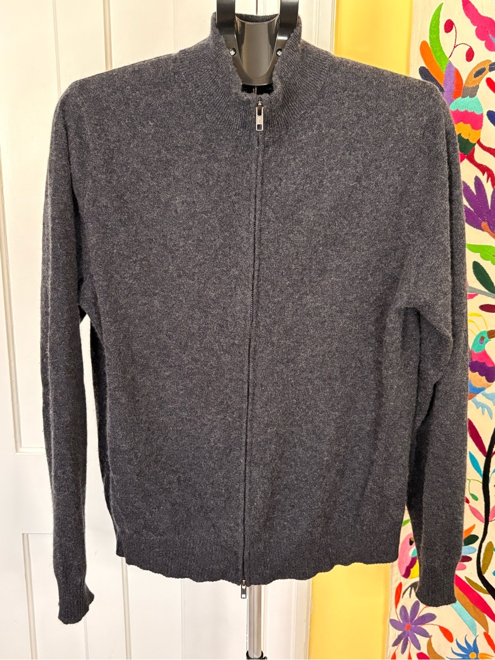 Men's Zip-Up Cashmere Sweater Jacket - Navy